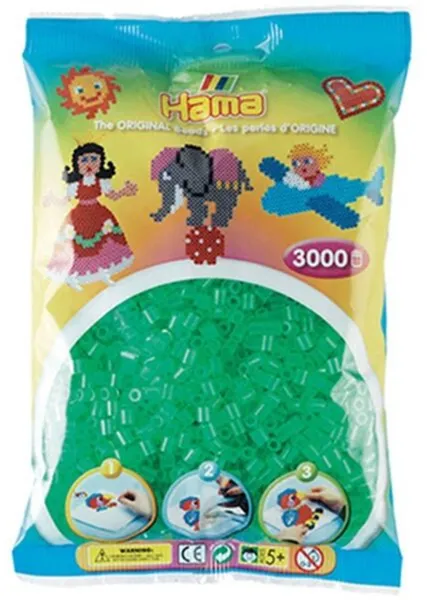 HAMA Midi Perler 3000 stk Transparent Grønn - 0116